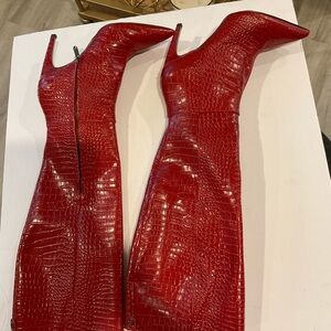 Sam Edelman Crocodile Emossed Leather Tall Dress boots Size 8